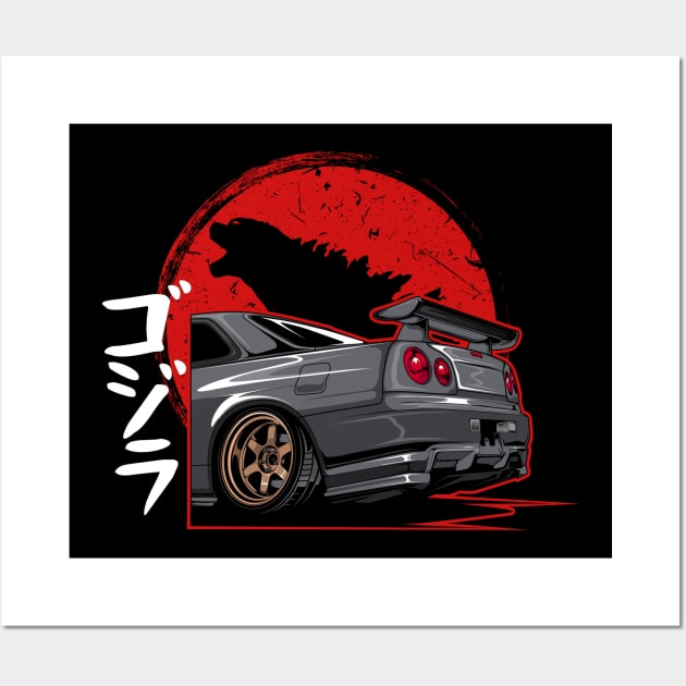 Skyline Gtr R34 Silver Wall Art by cturs